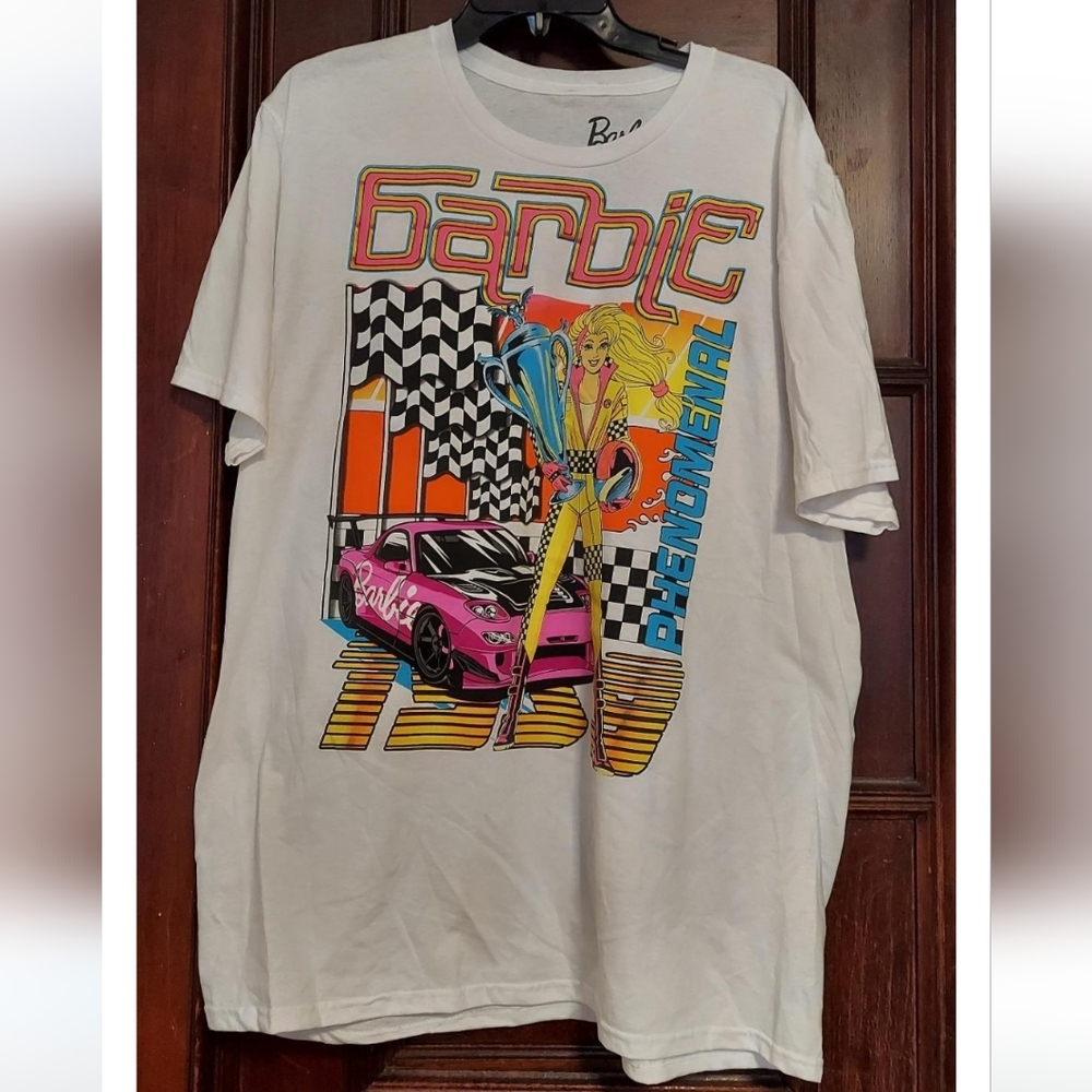 NWOT- Barbie "PHENOMENAL" Hot Pink Race Car Tee Shirt